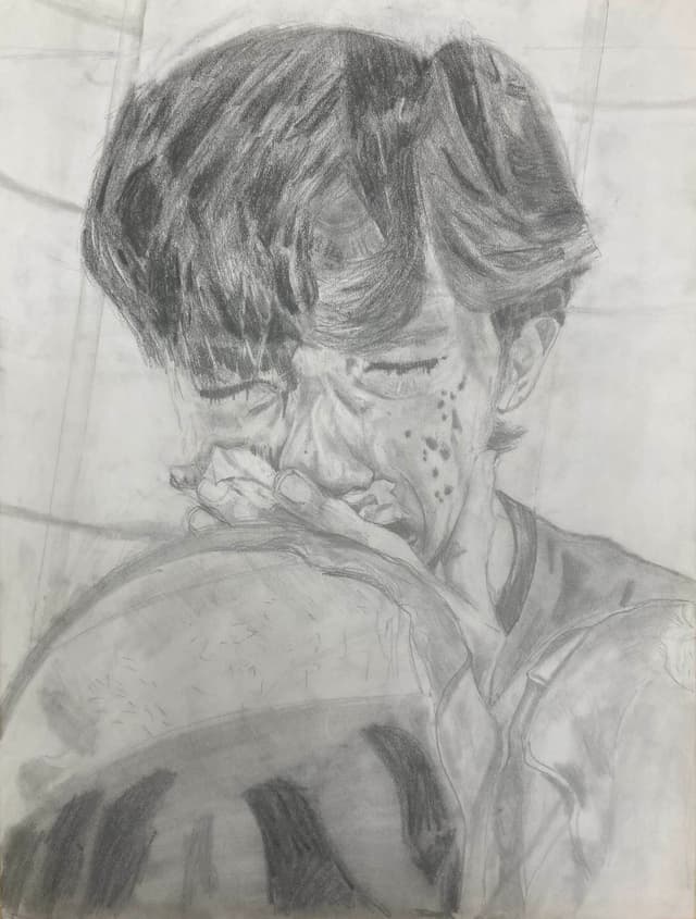 Self portrait of the artist crying